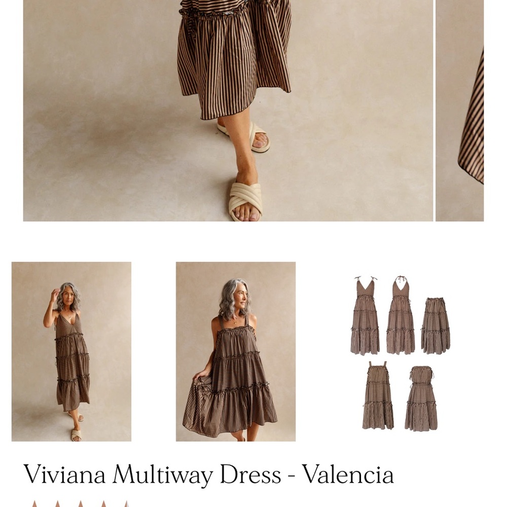 baiia Multiway Midi Dress - Brown Striped